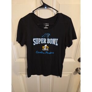 Carolina Panthers Super Bowl 50 Shirt NFL Champions Retro Style Womens Large
